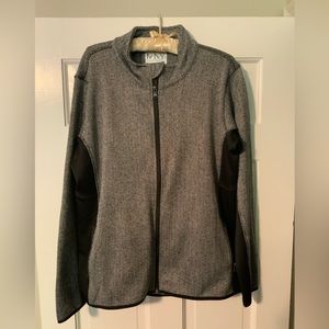 Women’s jacket, sz.XL, herringbone pattern black slimming inserts. Fleece inside